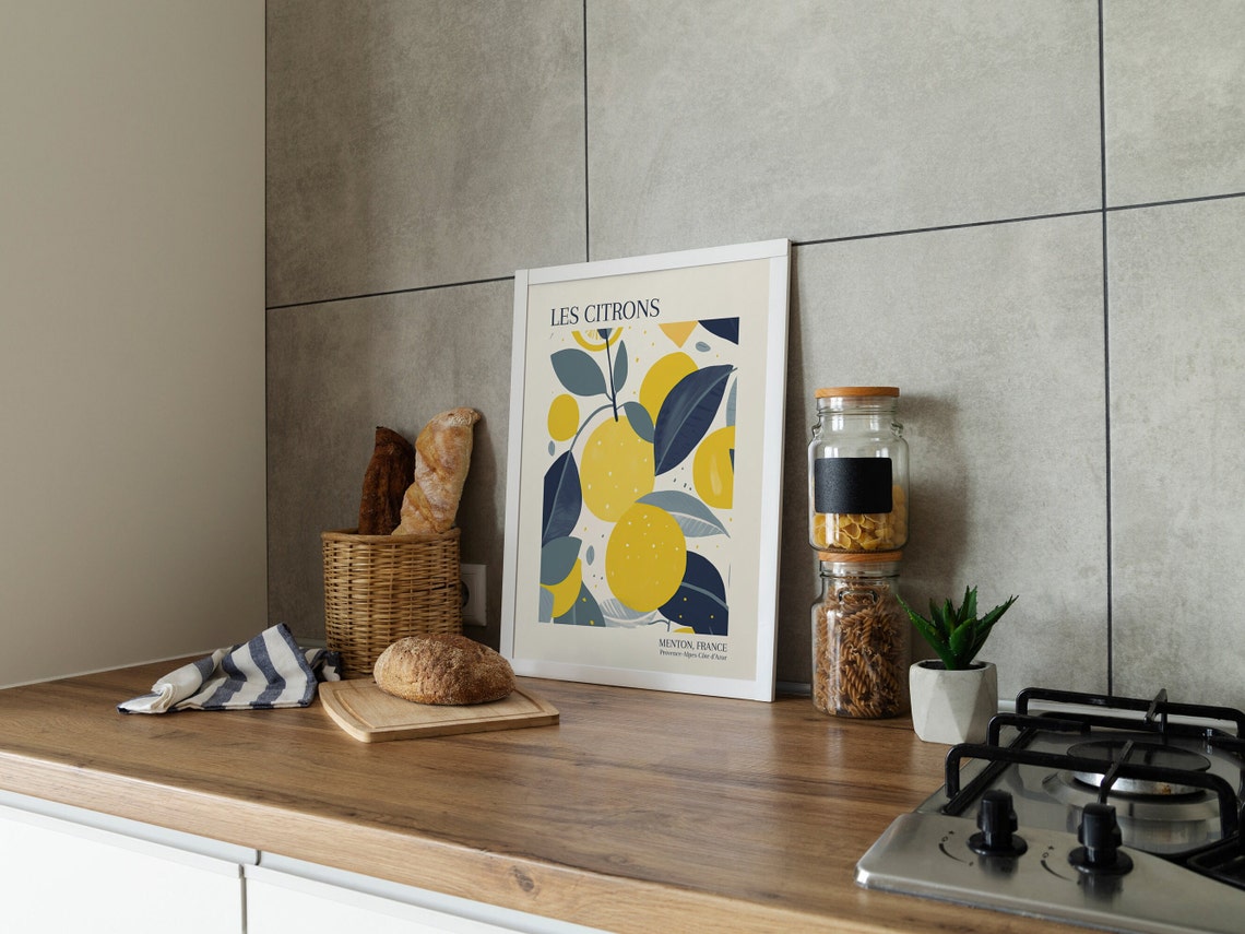 Lemon Citrus Print Boho Kitchen Wall Art Lemon Decor Colorful Wall Art Botanical Wall Art Kitchen Decor - Image 3