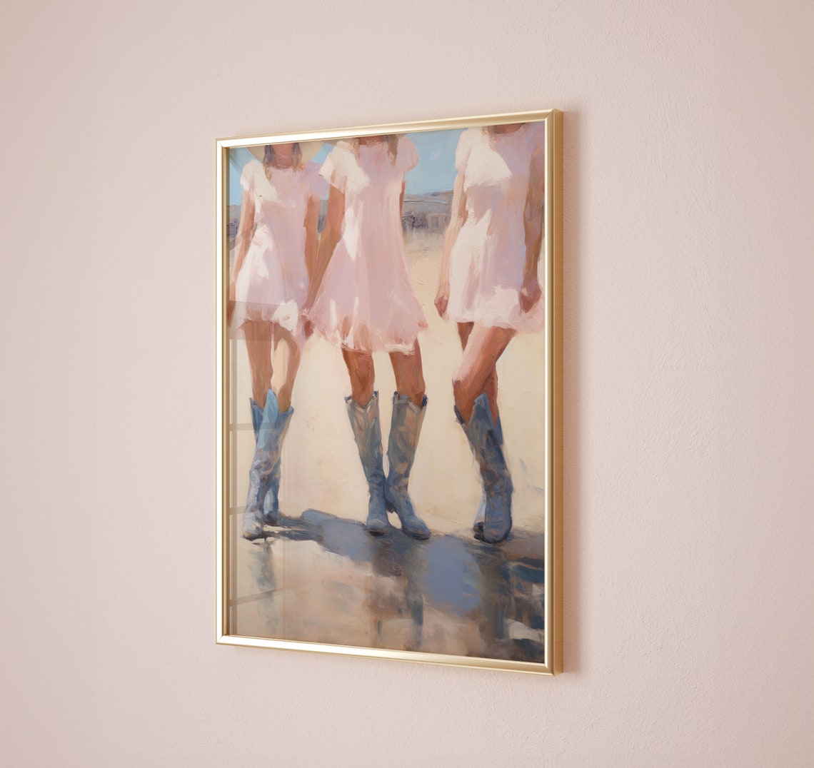 3 Cowgirls Coastal Cowgirl Trendy Print Beach Cowgirl Wall Art Cowboy Boots Preppy Decor Dorm Decor - Image 4