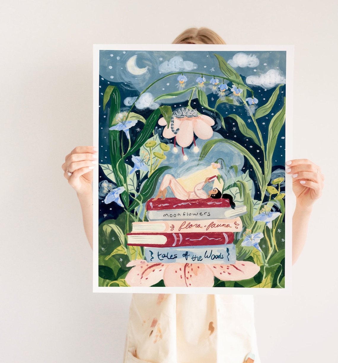 Night Reading Bedroom Wall Art, Feminine Art Print - Image 3