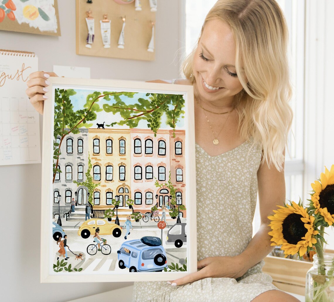 New York City Watercolor Travel Poster, Skyline Art Print - Image 3
