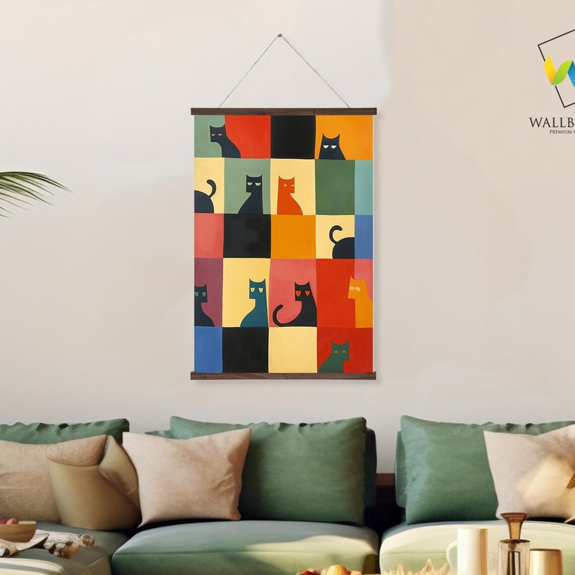Abstract Cats, Geometric Modern Wall Decor