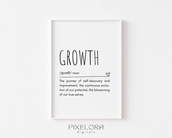 Growth Definition Dictionary Style Inspirational Quote Wall Art