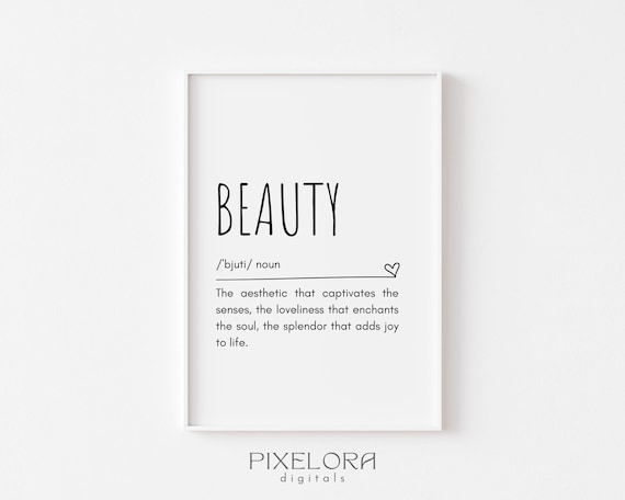 Beauty Definition Print Aesthetic Inspirational Minimalist Quotes Decor