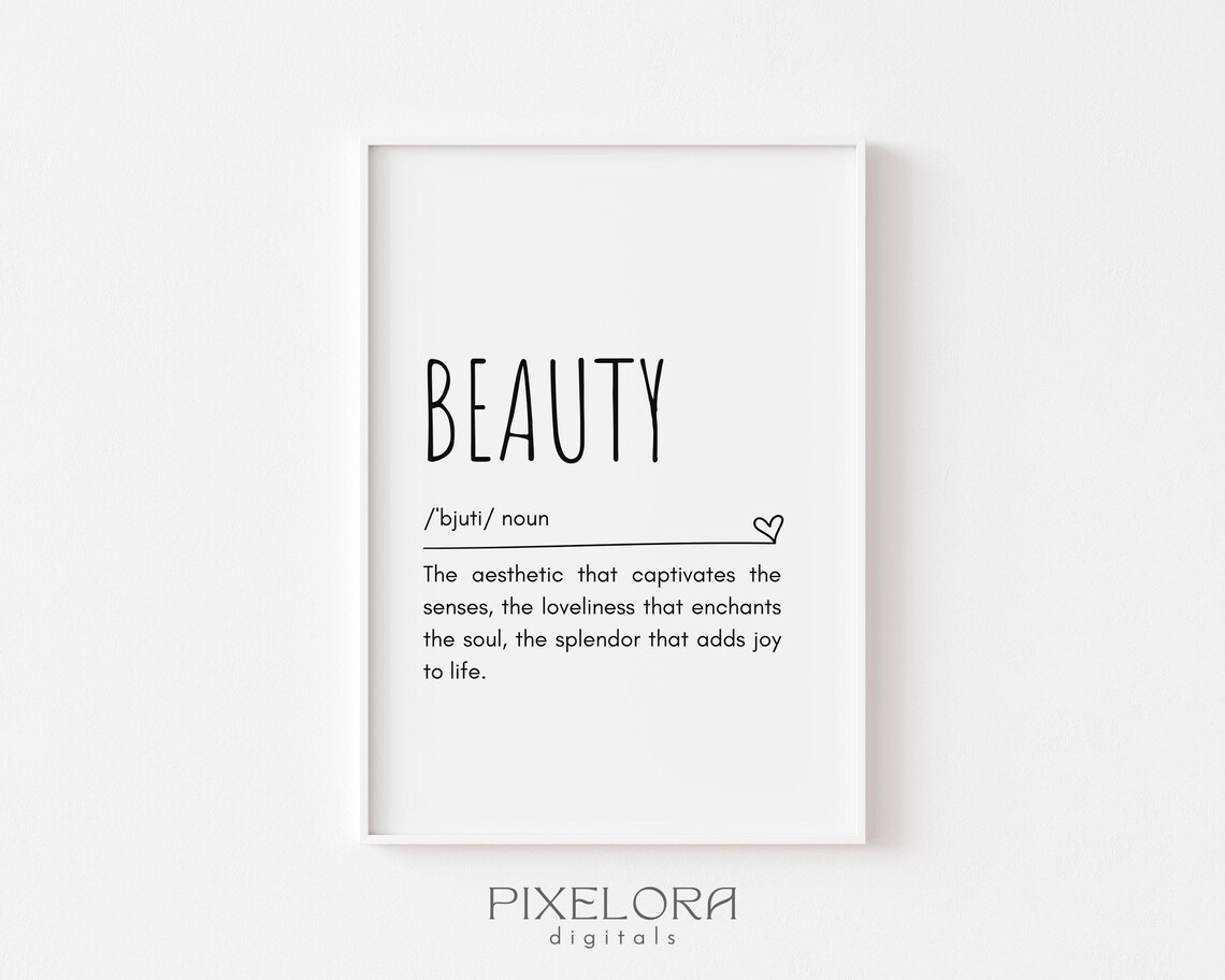 Beauty Definition Print Aesthetic Inspirational Minimalist Quotes Decor