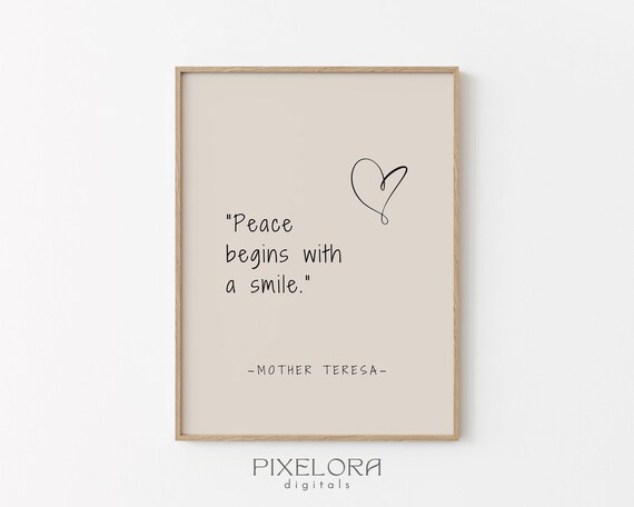 Mother Teresa Quote Inspirational Wall Art Motivational Poster Famous Life Encouraging Print Decor