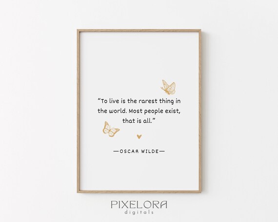 Oscar Wilde Quote Inspirational Wall Art Motivational Poster Famous Life Encouraging Print Decor