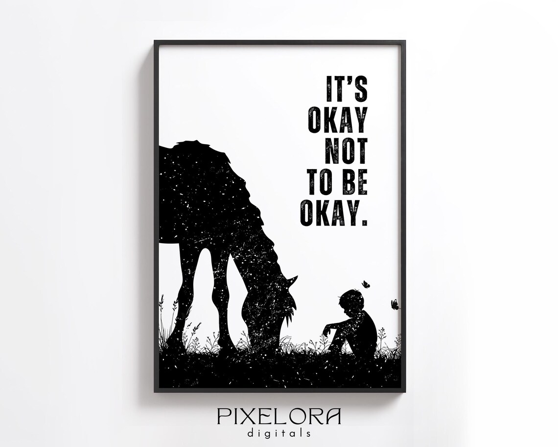 It Is Okay Not To Be Motivational Wall Art Inspirational Poster Encouraging Quote Office Decor Artwork
