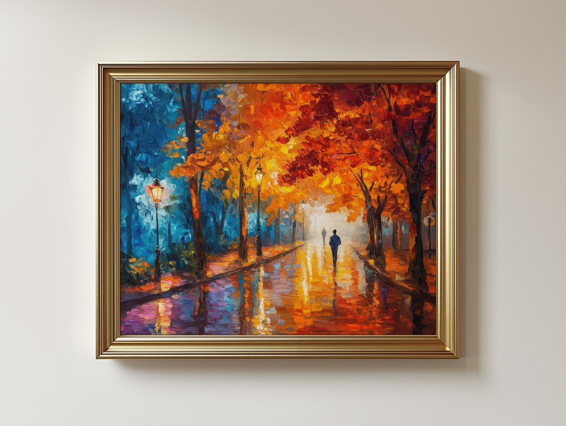 Autumn Park Landscape Art Print Moody Fall Scene 85