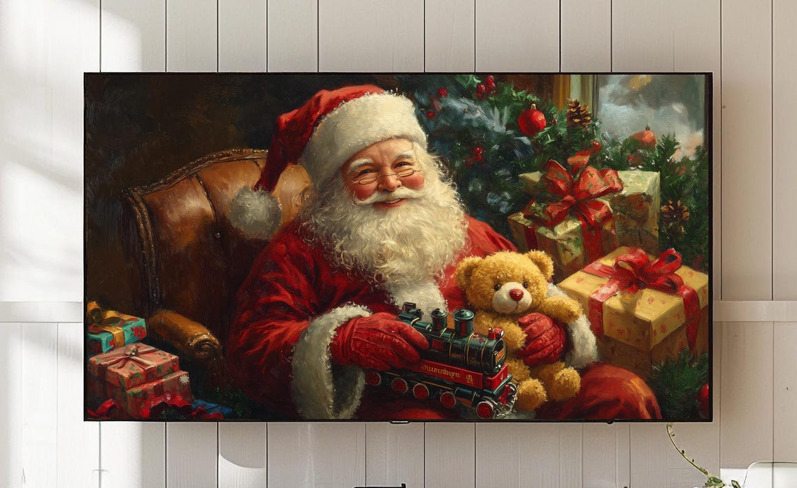 Vintage Santa Claus Christmas Art Cozy Holiday Tv Decor 762