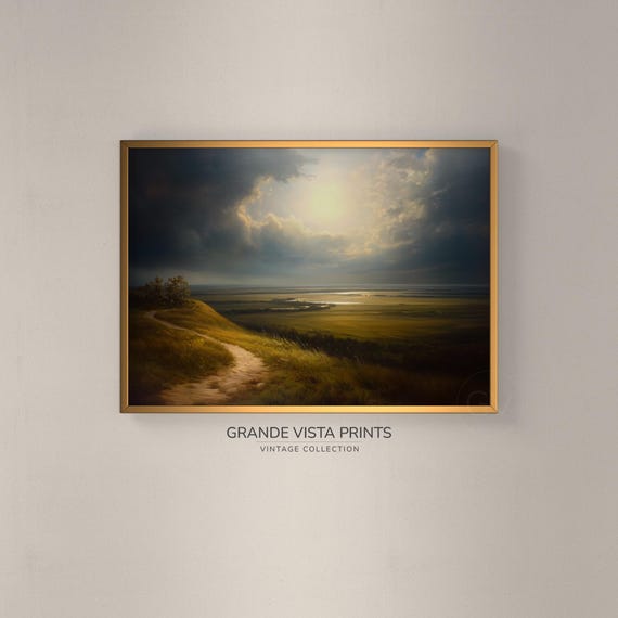 Country Road Landscape Painting Wall Art Farmhouse Landscape Painting Country Landscape Print Gv4605