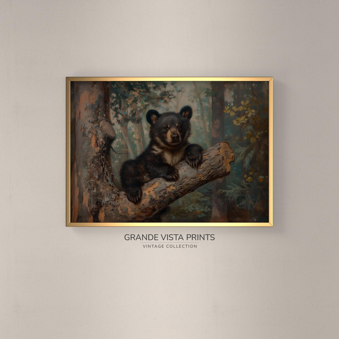 Black Bear Cub Wildlife Art Print, Animal Decor