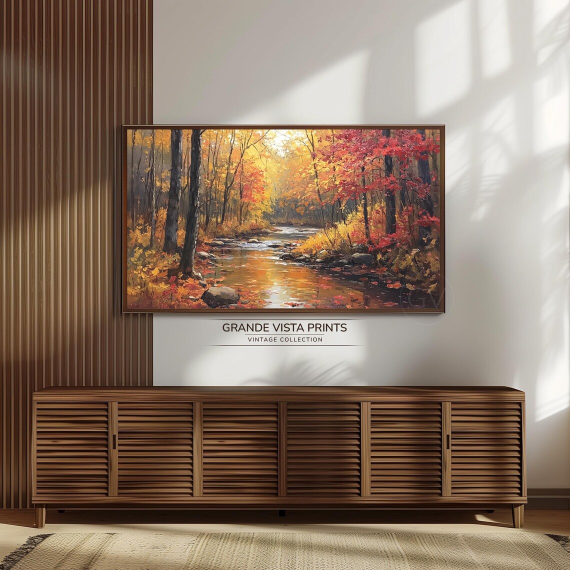 Autumn Forest River Golden Fall Colors Landscape Painting Poster - Image 3