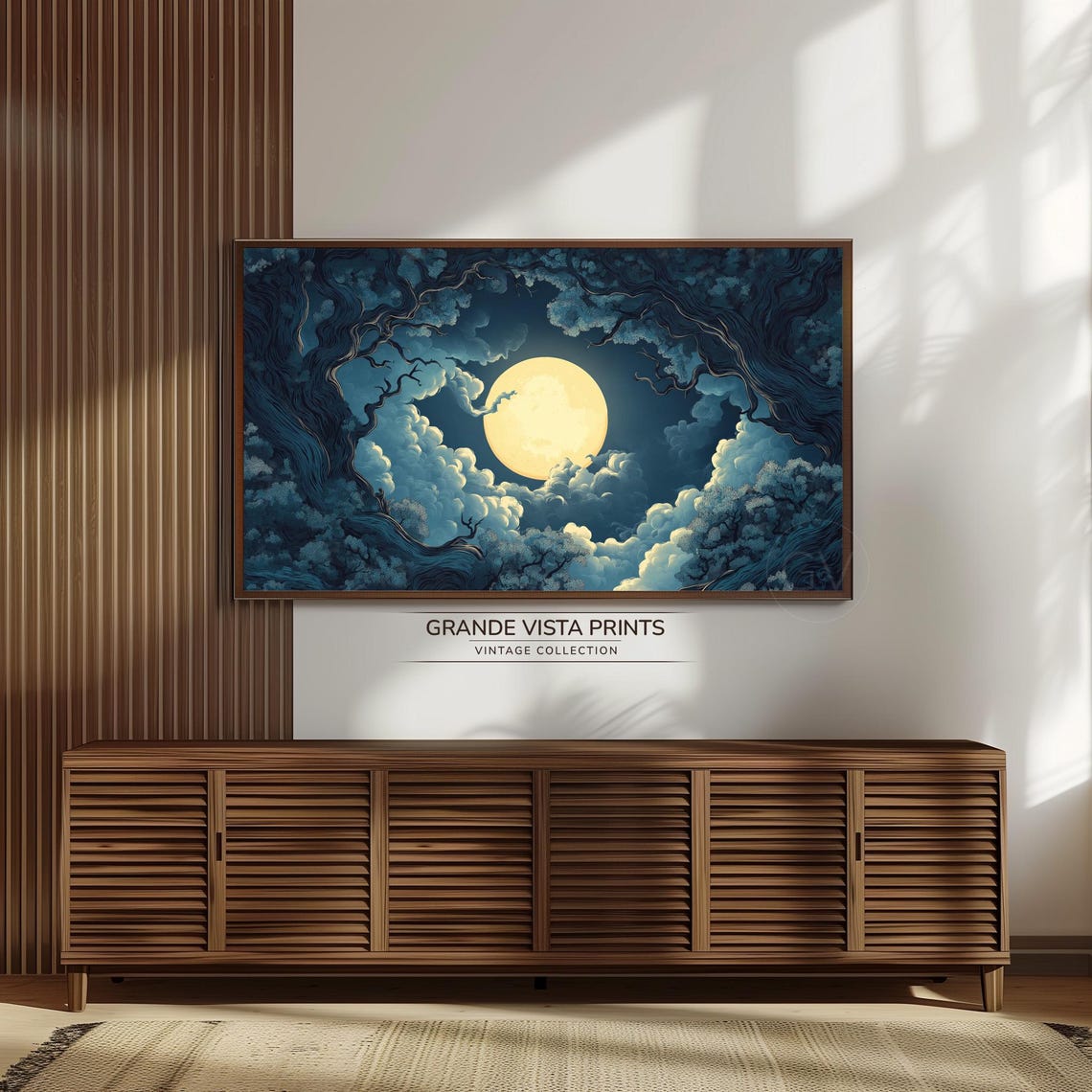 Full Moon Gnarled Trees Swirling Clouds Night Wall Art Poster - Image 3