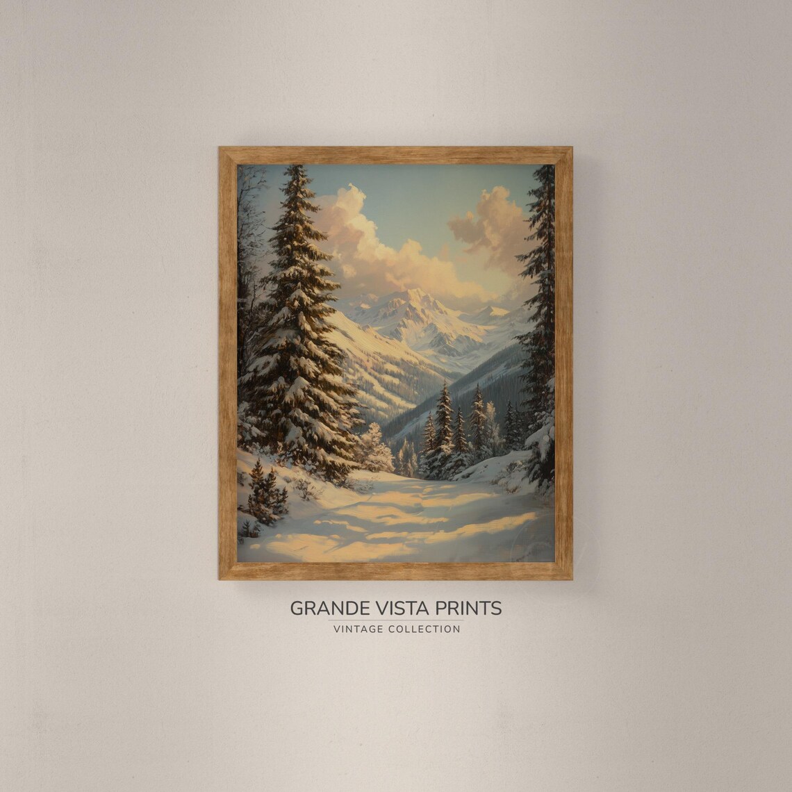 Golden Sunset Snow Clearing Big Pine Winter Mountain Landscape Poster - Image 4
