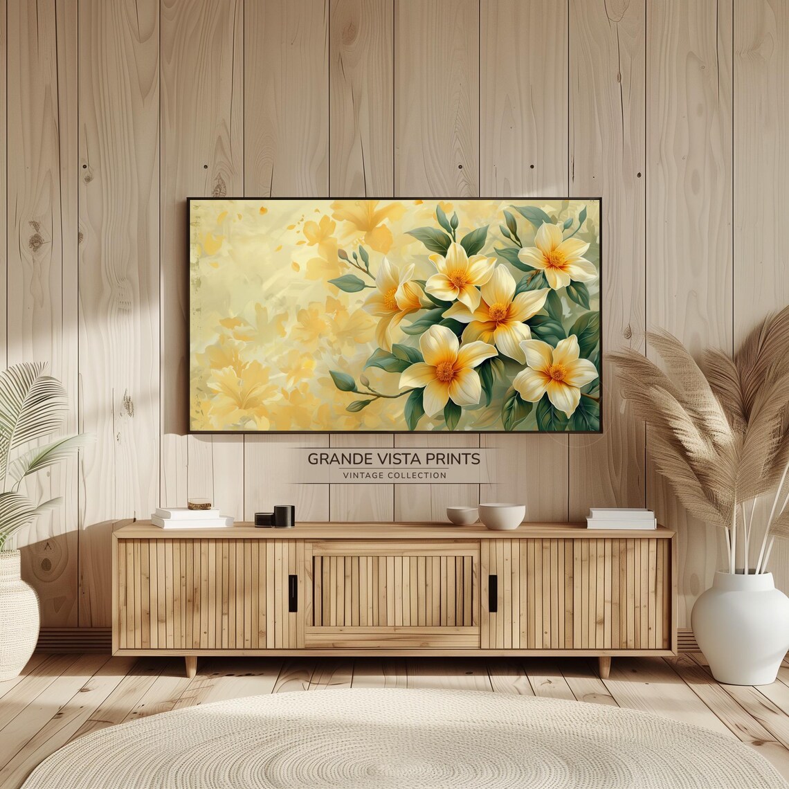 Golden Yellow Blossom Branch Spring Floral Painting Wall Poster - Image 2