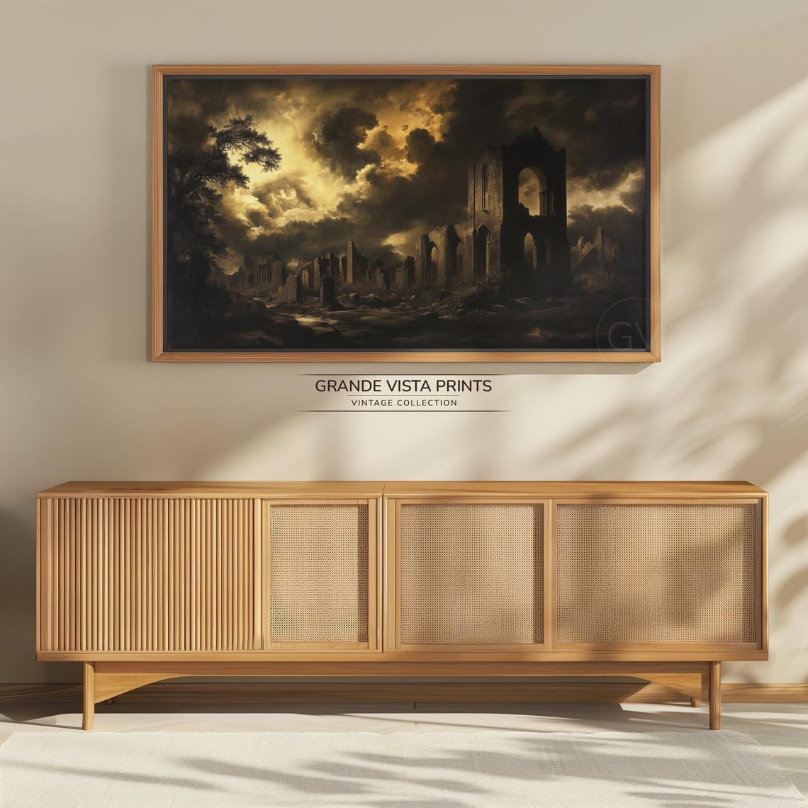 Haunted Abbey Ruins Stormy Sky Vintage Spooky Wall Art Poster - Image 4