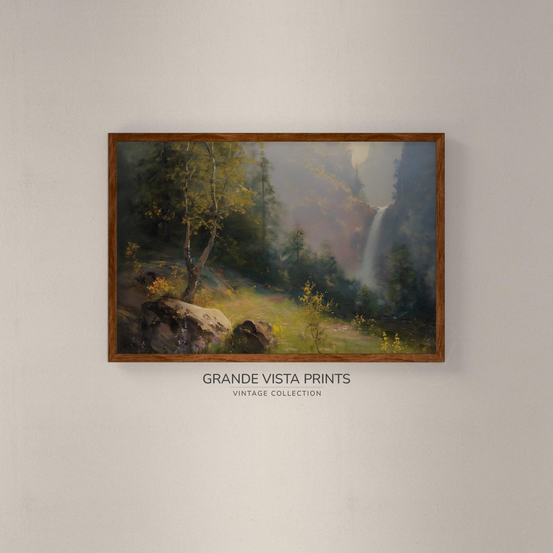 Waterfall Landscape Painting Wall Art Instant Art Print Spring Waterfall Gv4190 - Image 2