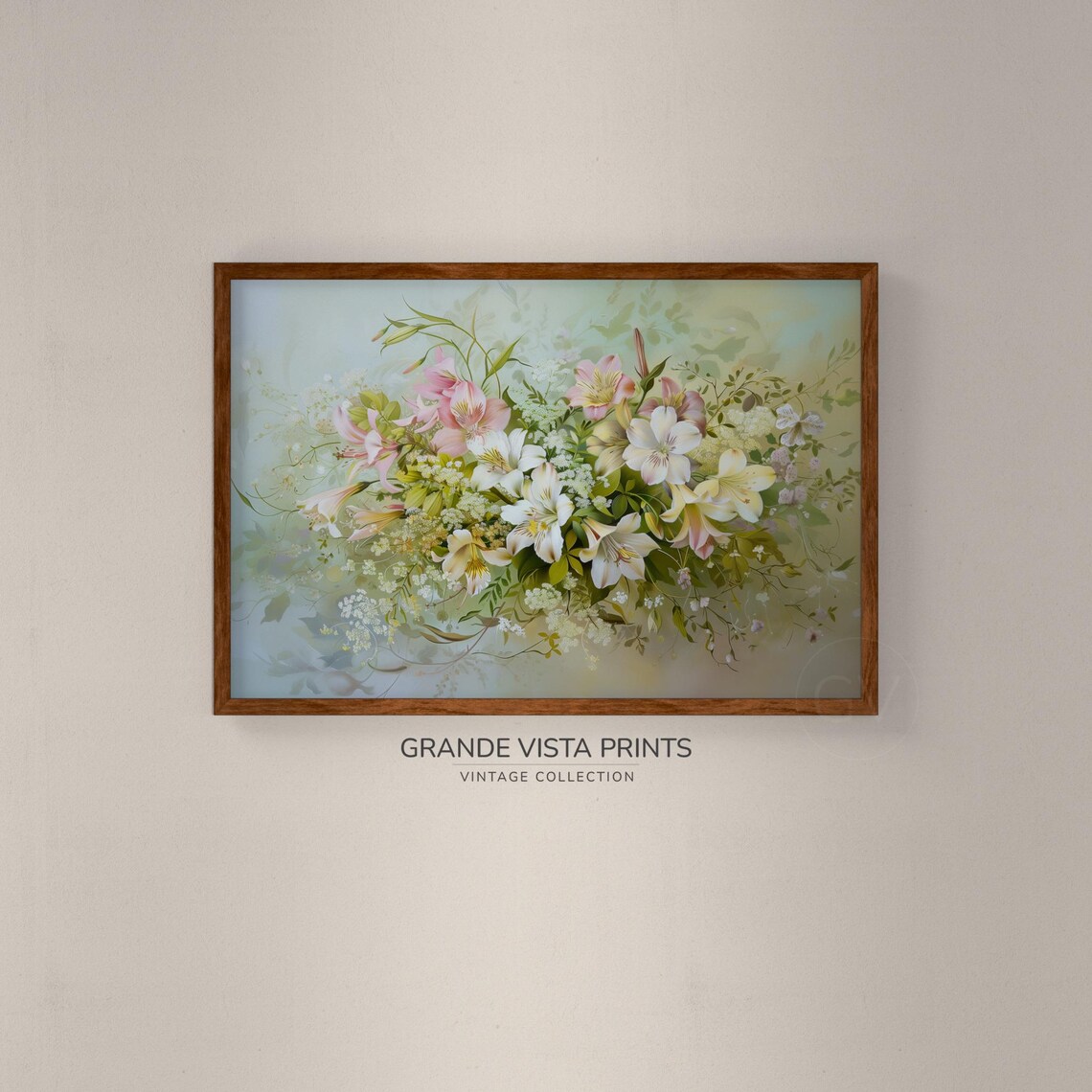Pink White Alstroemeria Bouquet Spring Floral Still Life Poster - Image 2