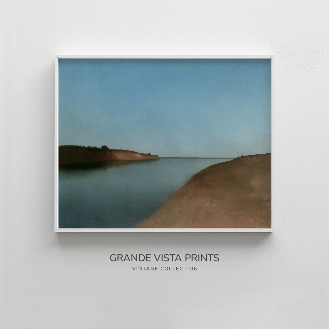 Calm River Inlet Sandbanks Blue Sky Minimalist Waterscape Wall Poster - Image 2