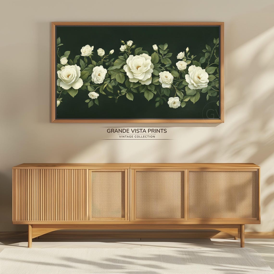 White Roses Black Background Elegant Botanical Still Life Poster - Image 4