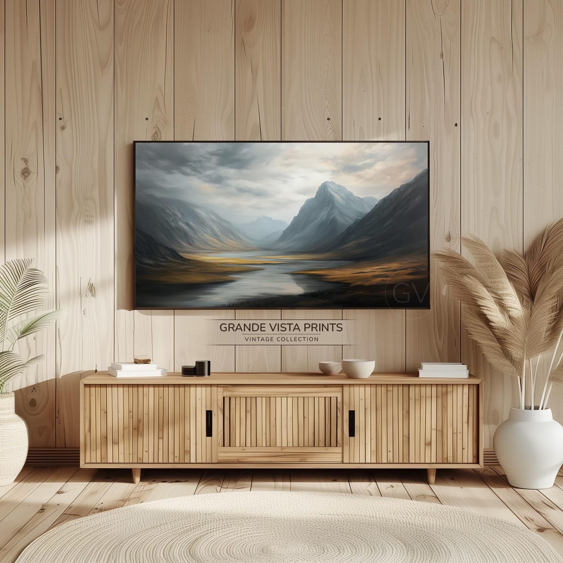 Mountain River Valley Landscape Wallpaper Mountain Landscape Painting Frame Tv Artwork Gv4884 - Image 2