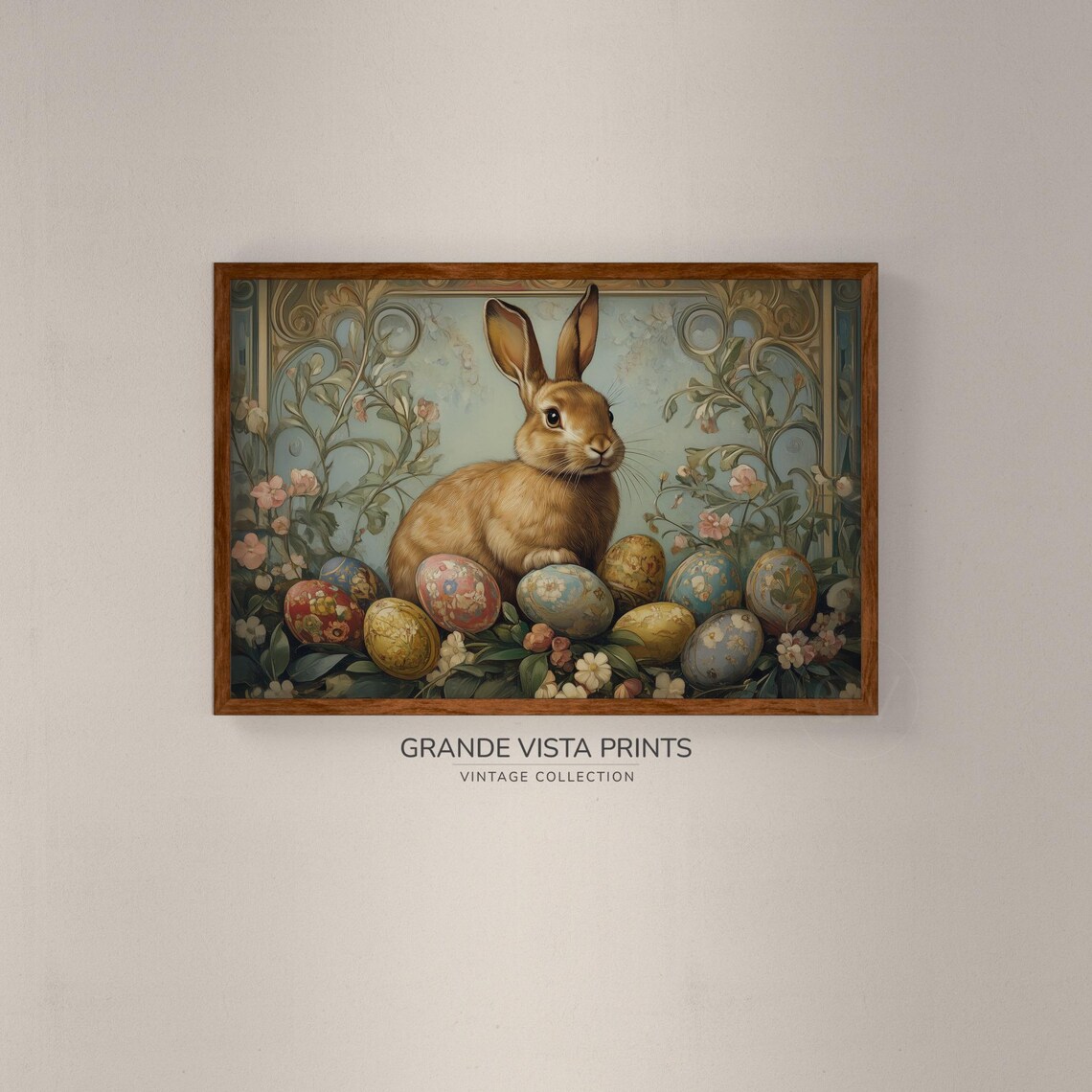 Floral Easter Bunny Art Print, Easter Home Decor - Image 2