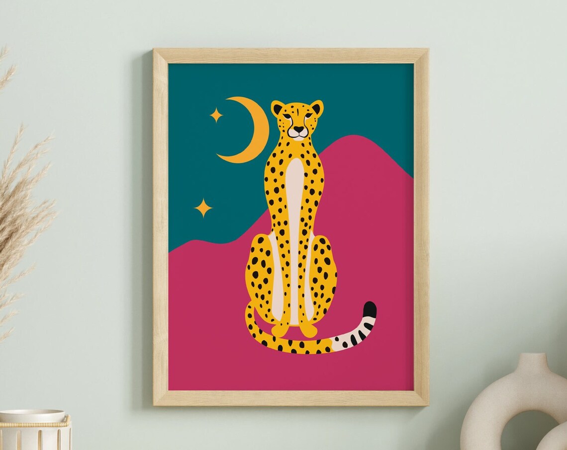 Leopard Moon Boho Art Print