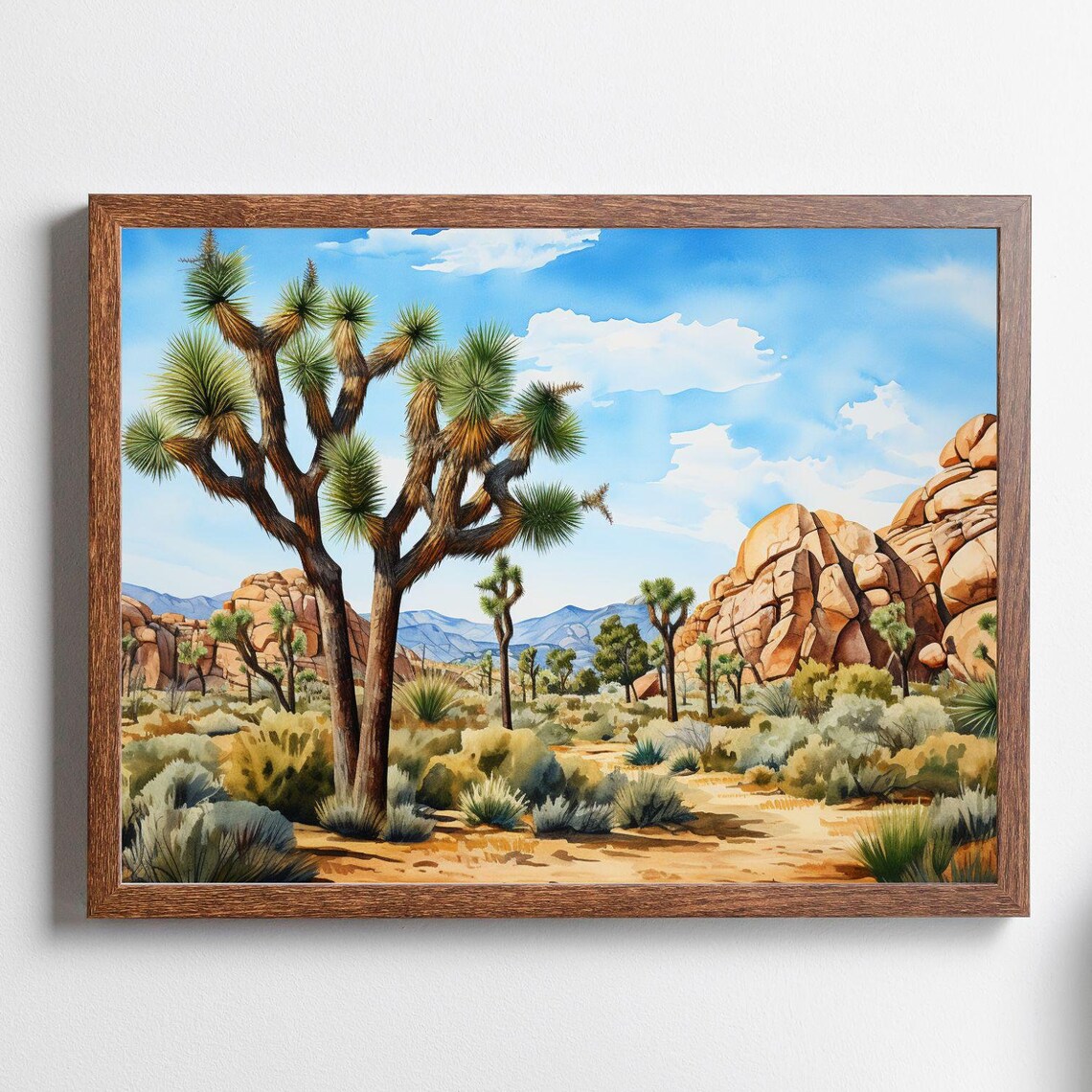 Joshua Tree National Park Watercolor Landscape Art Print