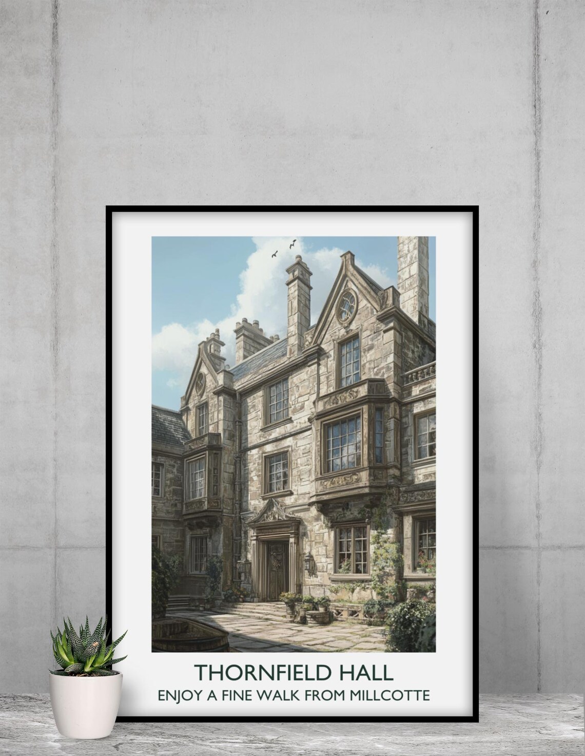 Thornfield Hall Stone Manor Jane Eyre Literary Vintage Travel Poster - Image 2
