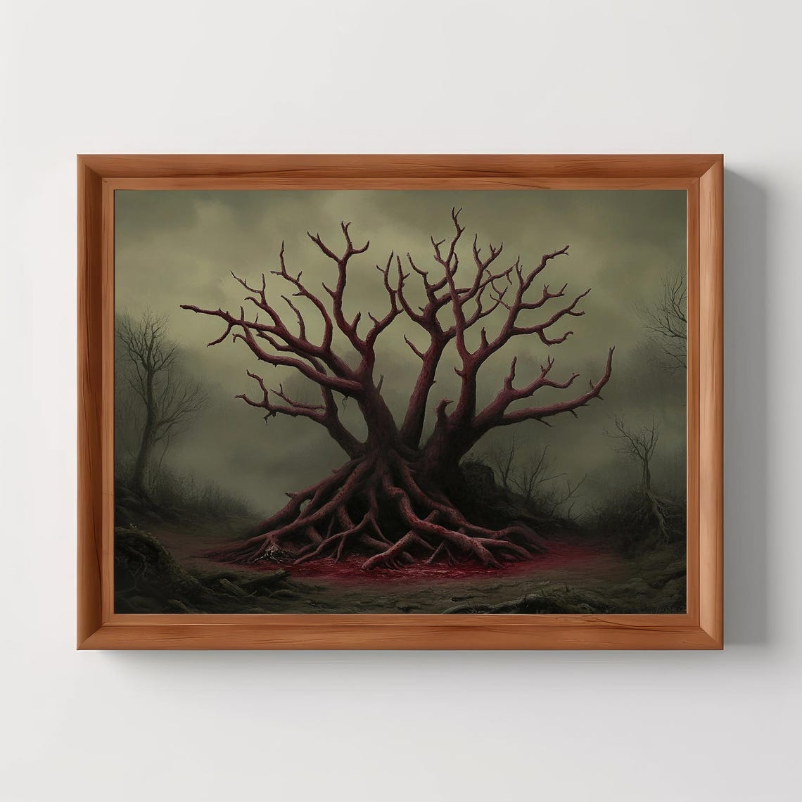 Gothic Dead Tree Horror Landscape Macabre Oil Painting Poster