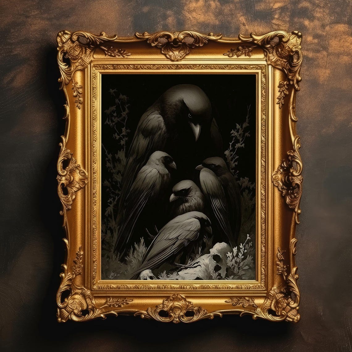 Gathering Crows Dark Academia Gothic Macabre Wall Art Skulls