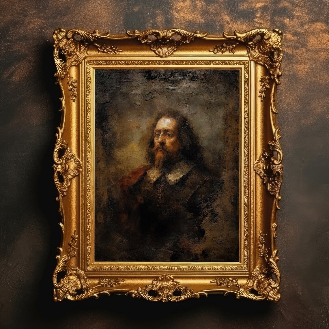 Victorian Man Portrait Painting, Vintage Oil Art Print