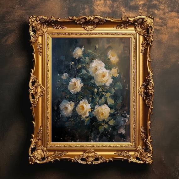 Moody Floral Vintage Antique Oil Painting Poster