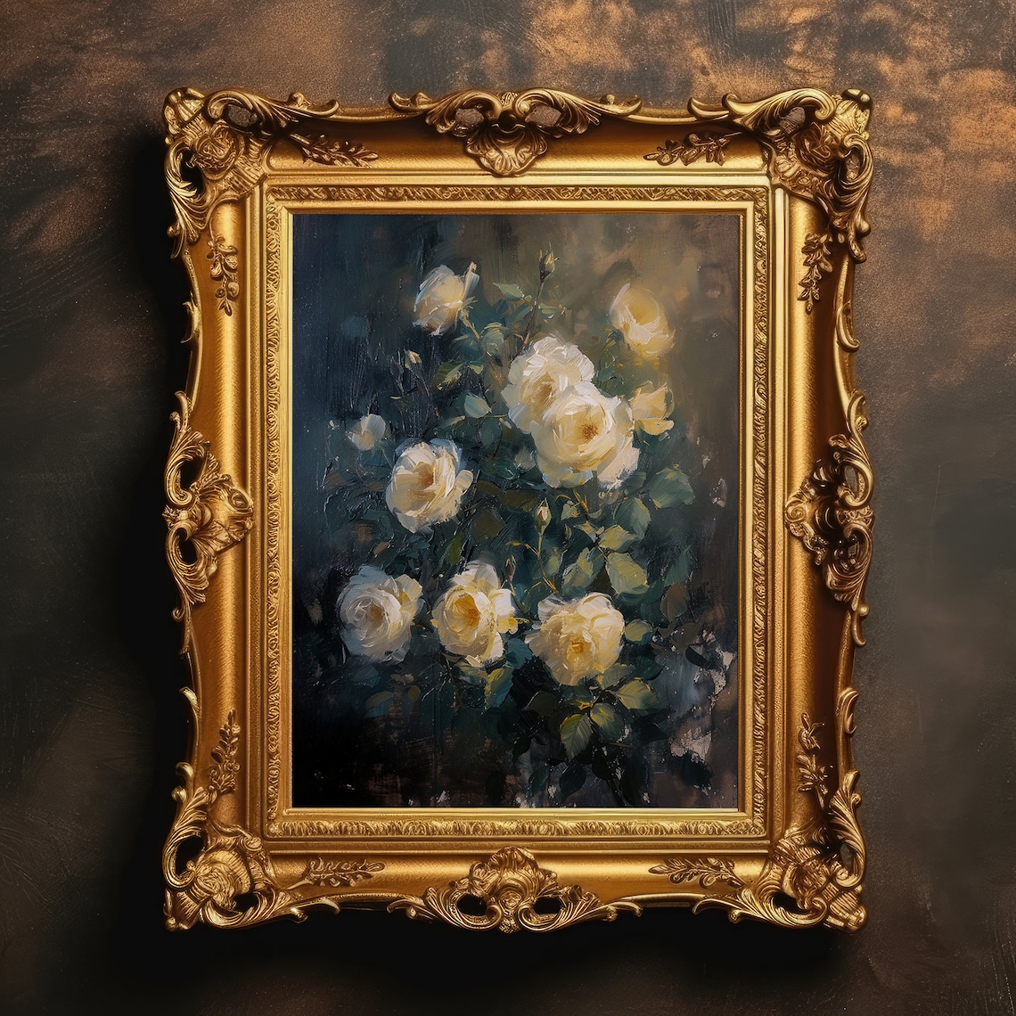 Moody Floral Vintage Antique Oil Painting Poster