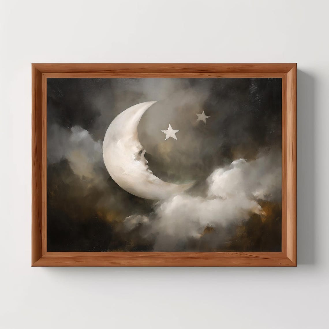 Dreamy Crescent Moon And Stars Gothic Celestial Night Sky Poster