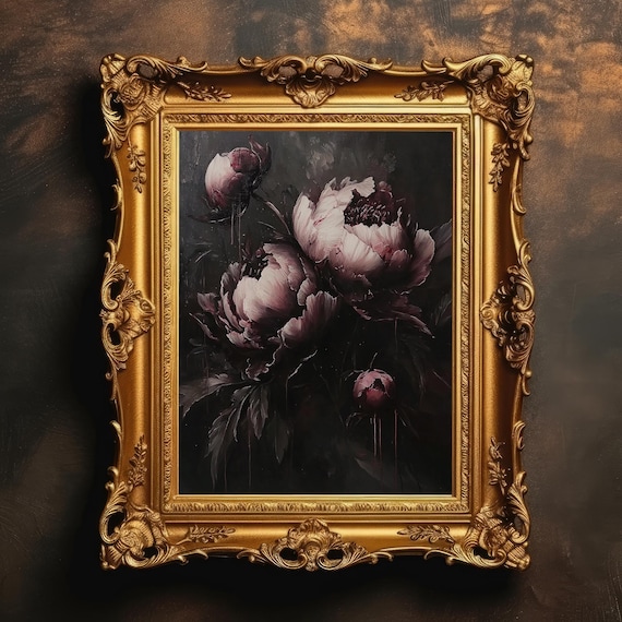 Dark Peony Gothic Botanical Art Print