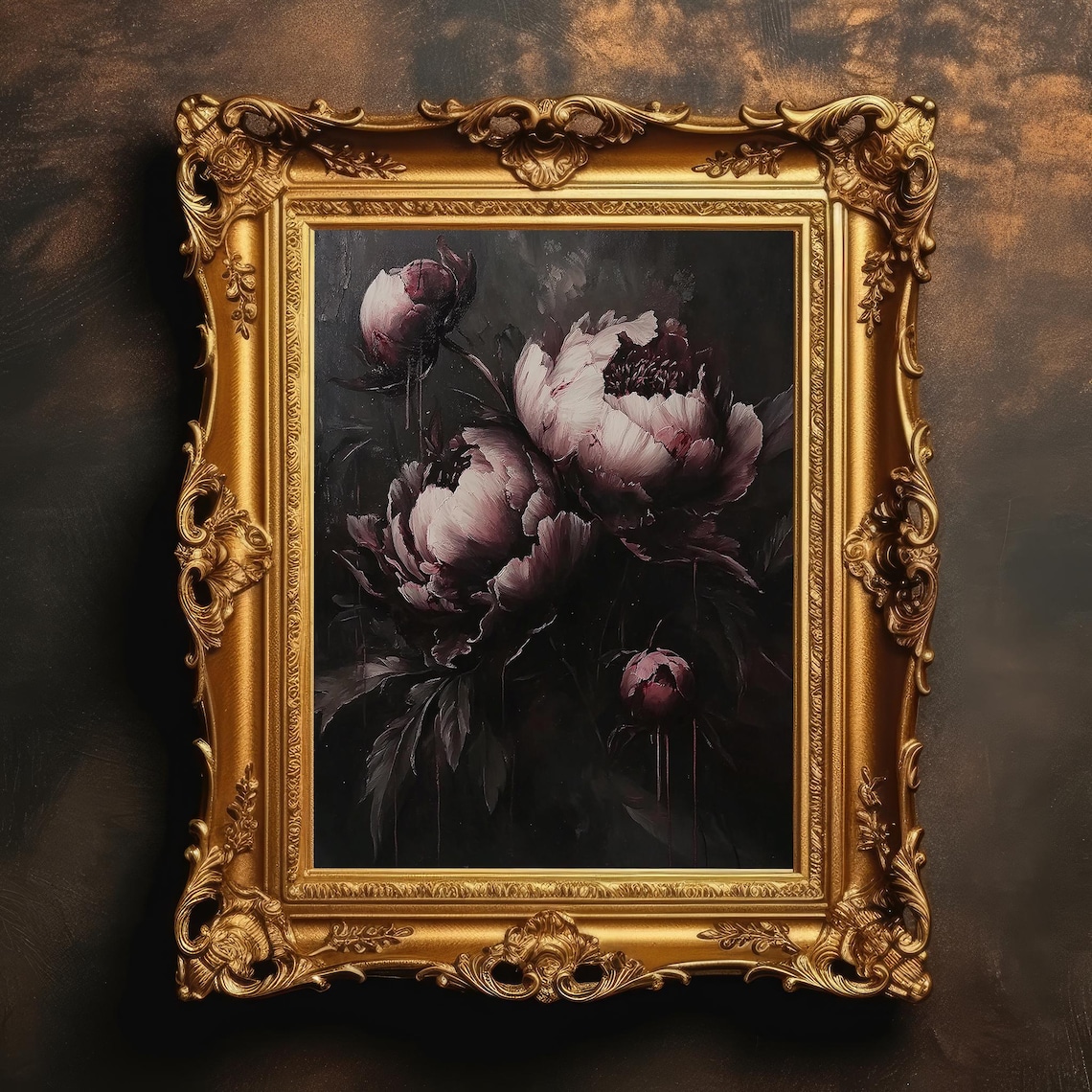 Dark Peony Gothic Botanical Art Print