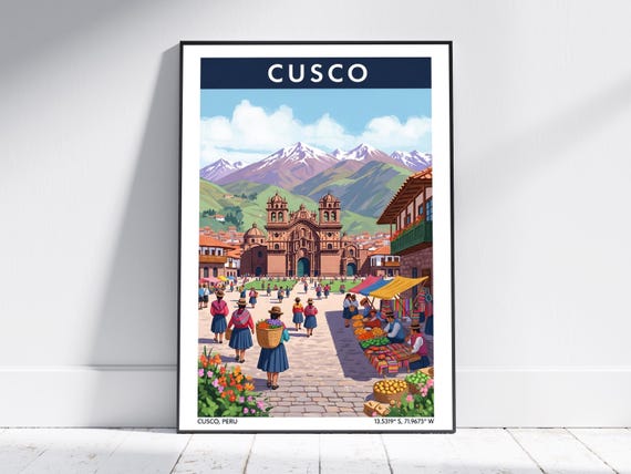 Cusco Peru Travel Poster Vintage Wall Art Print Retro Home Decor For Living Room Or Office Interior Gift Artwork