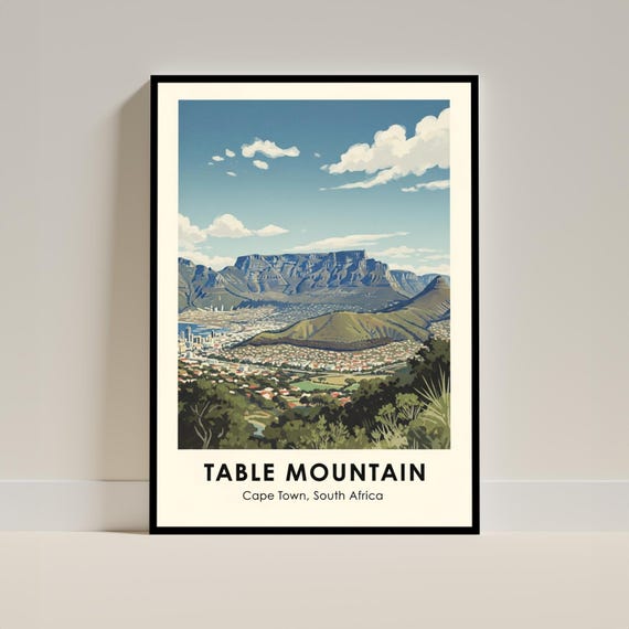 Table Mountn Art Print Vintage Travel Wall Poster Cape Town Nature Living Room Office Decor