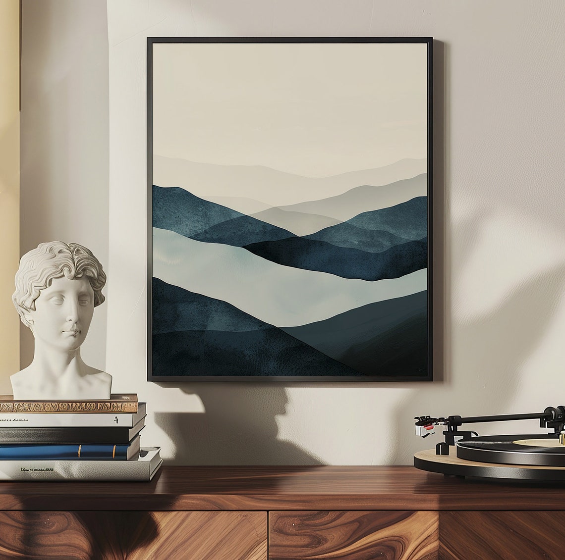 Minimalist Blue Mountain Print Wabi Sabi Wall Art Japanese Inspired Wall Decor Wabi Sabi Home Decor Gifts For Her Japandi Decor