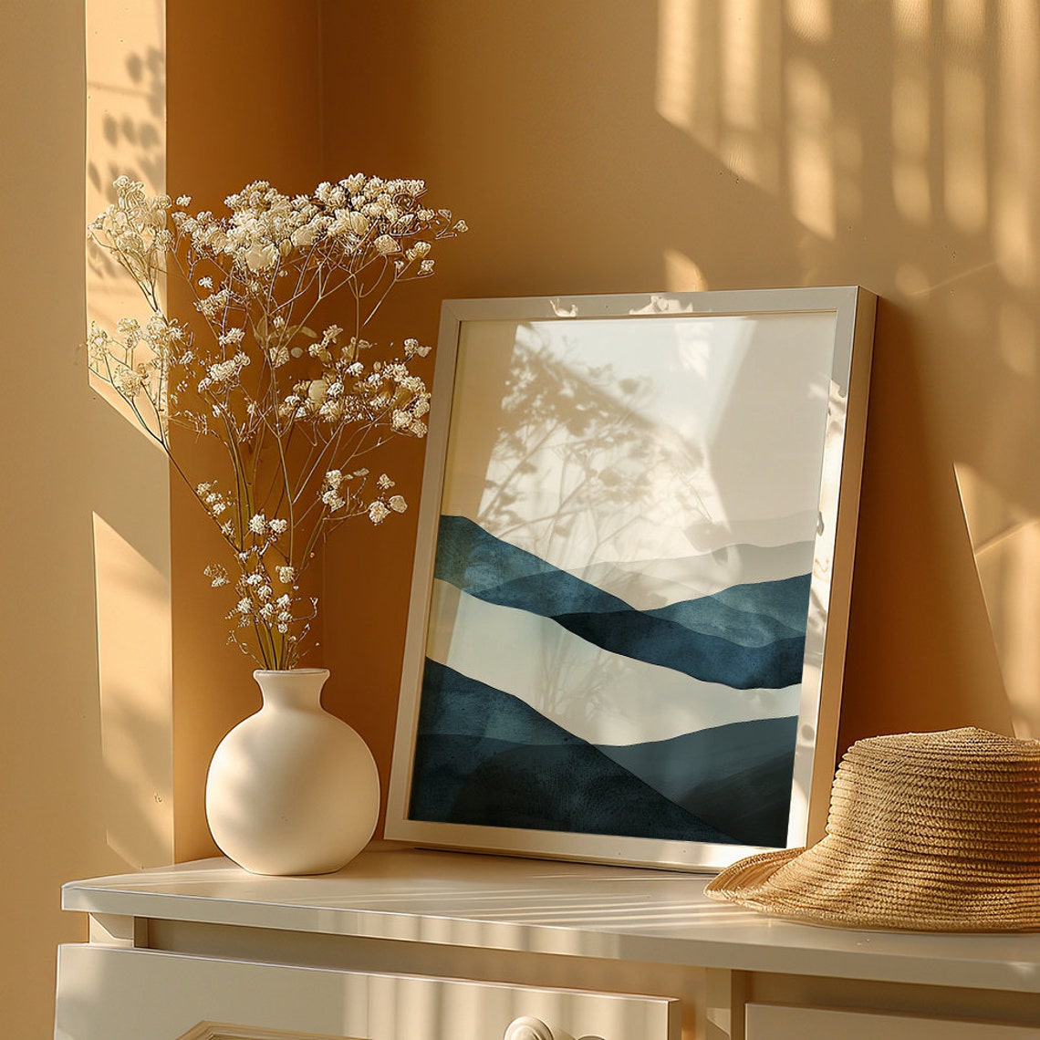 Minimalist Blue Mountain Print Wabi Sabi Wall Art Japanese Inspired Wall Decor Wabi Sabi Home Decor Gifts For Her Japandi Decor - Image 5