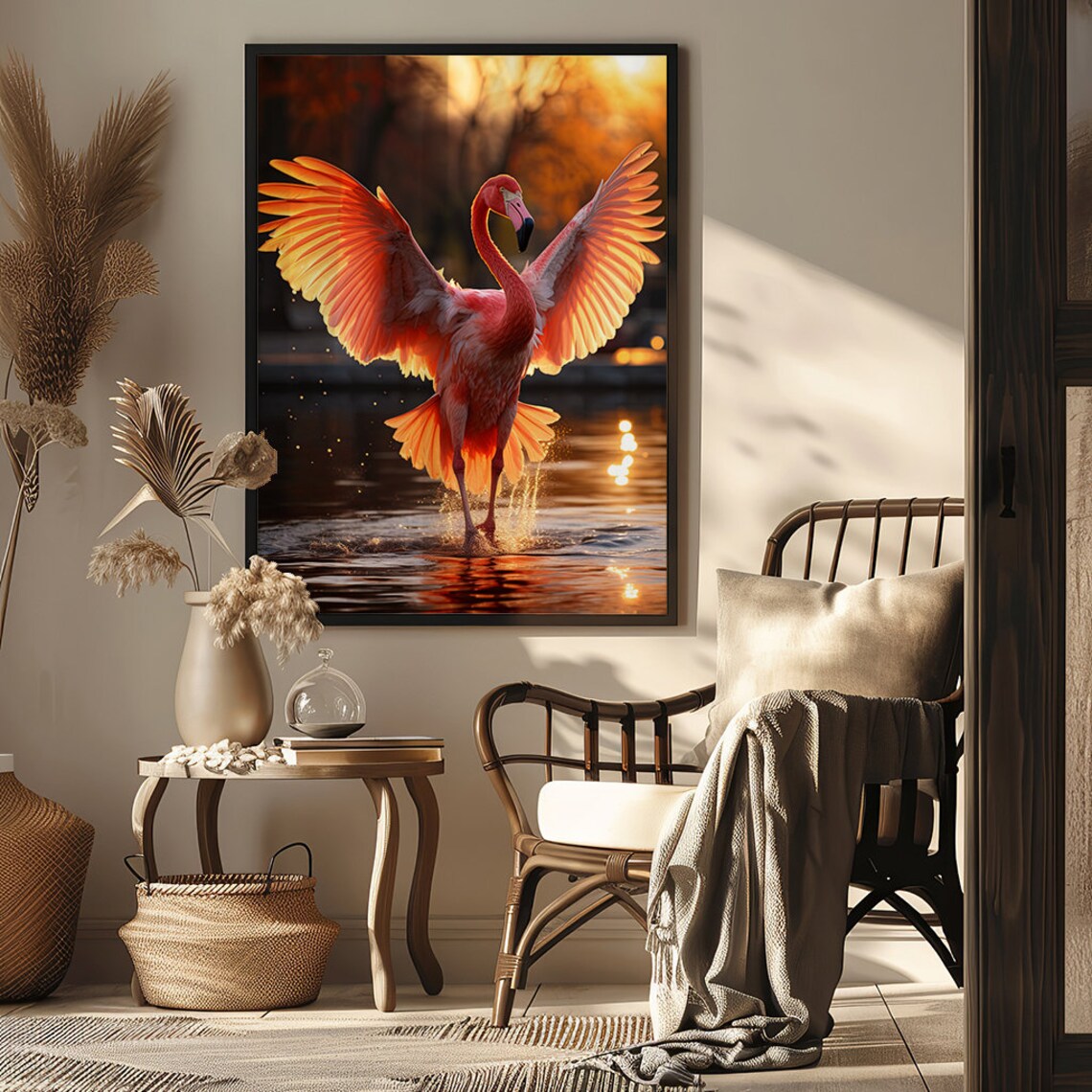 Crimson Flamingo Art Print, Pink Bird Decor - Image 4