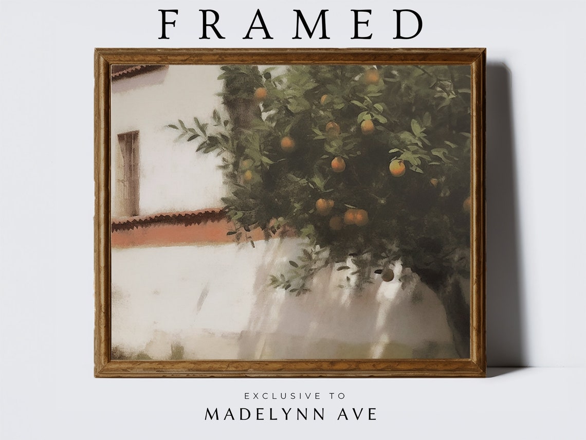 Framed Vintage Tree Art Print Framed Vintage Peach Tree Painting Framed Mission Style Art Print Neutral Framed Mission Style Art Print