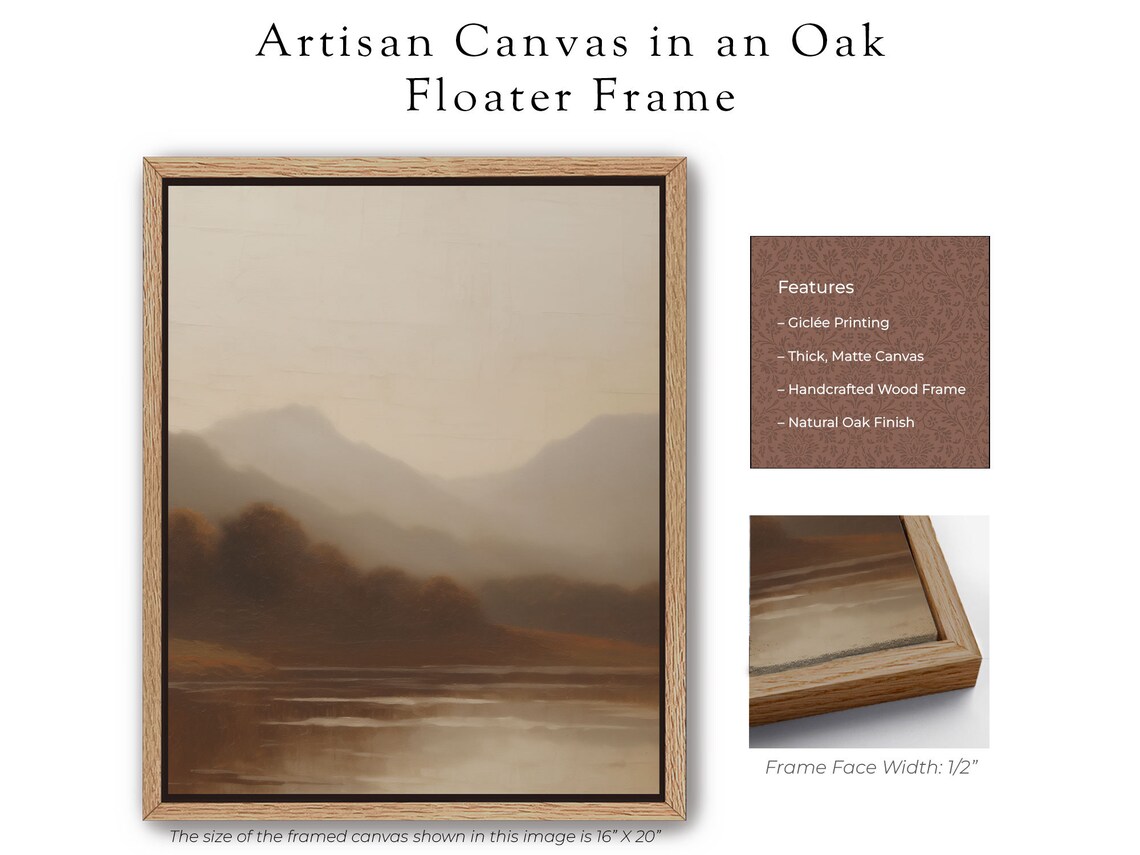 Vintage Moody Lake Landscape Oil Painting Art Print - Image 6
