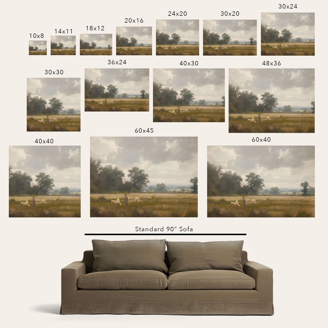 Christ The Shepherd Art Print Christian Wall Art For Living Room Painting Of Jesus Vintage Style Landscape Religious Fine Art - Image 2
