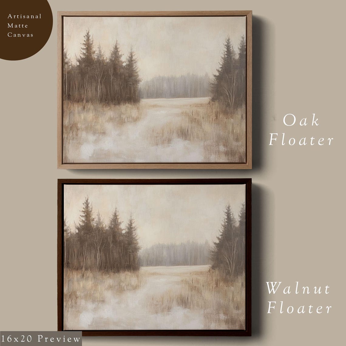 Winter Forest Clearing Pines And Birch Neutral Landscape Poster - Image 6