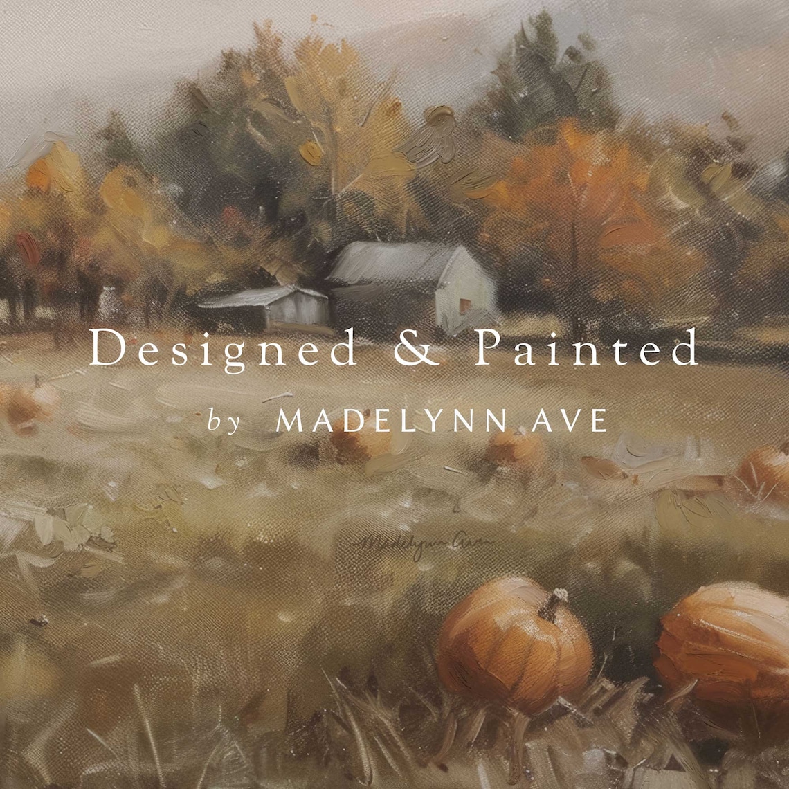 Pumpkin Patch Autumn Oil Painting Wall Art Print - Image 5