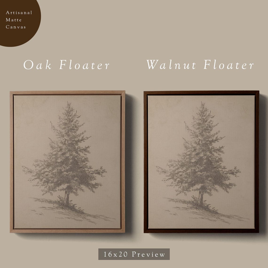Slim Pine Tree Pencil Sketch Vintage Neutral Vertical Poster - Image 6