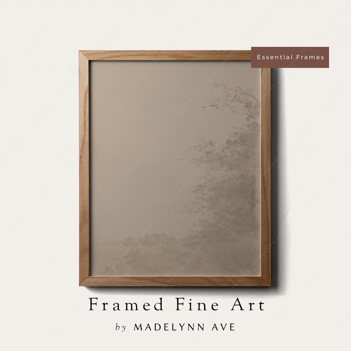 Abstract Sepia Landscape Faint Treeline Right Side Art Poster