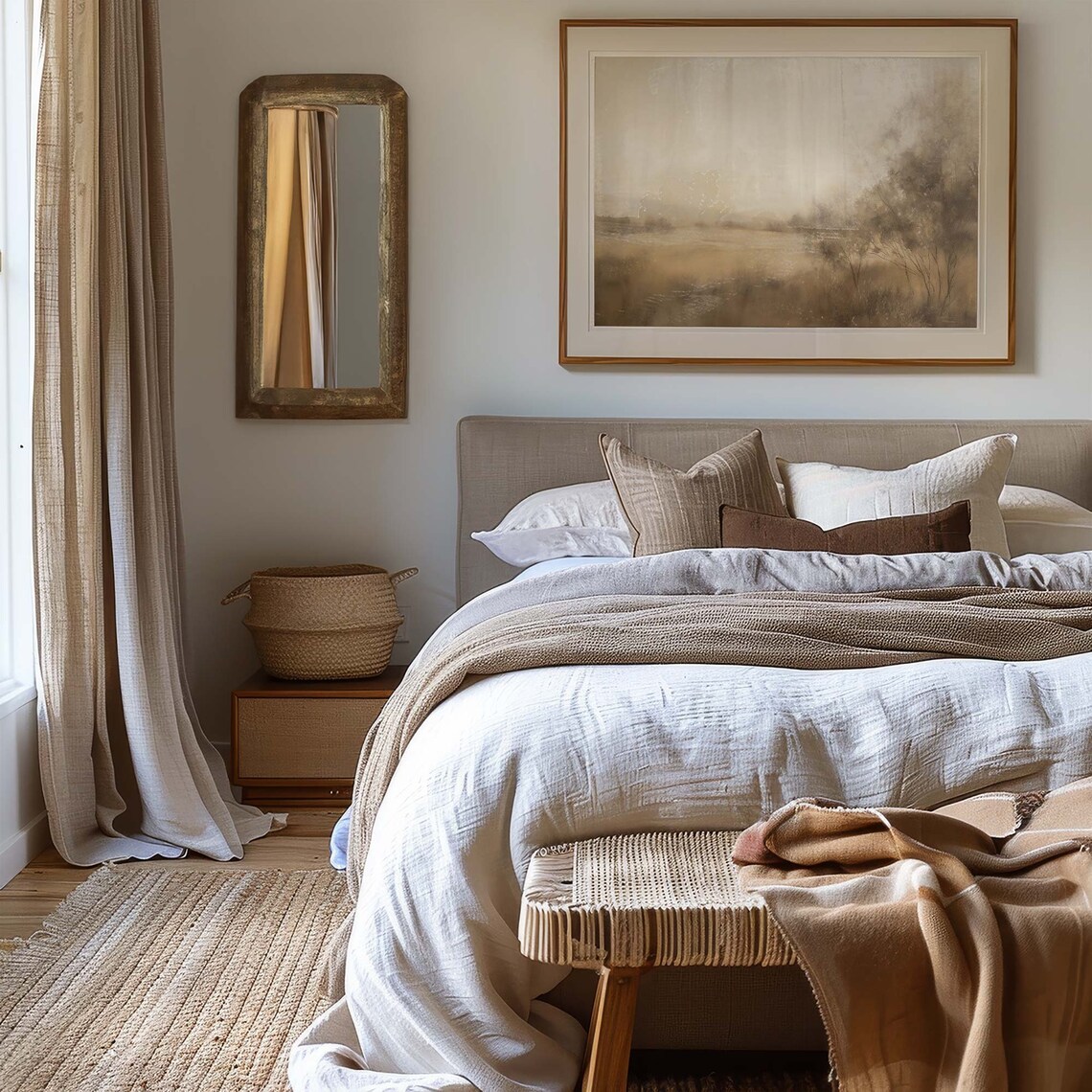 Neutral Sepia Landscape Art Print, Modern Cottage Style - Image 4